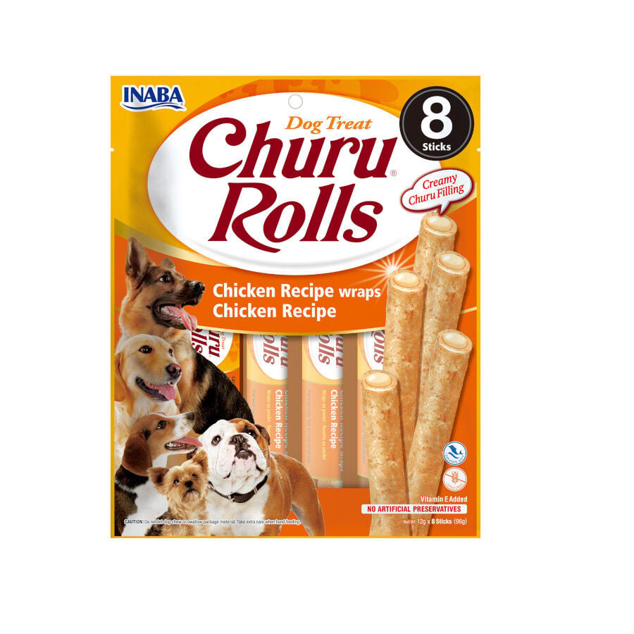 8 sobres x 12 g Churu Sticks Rolls de Pollo para perros, , large indicador imagen numero 1