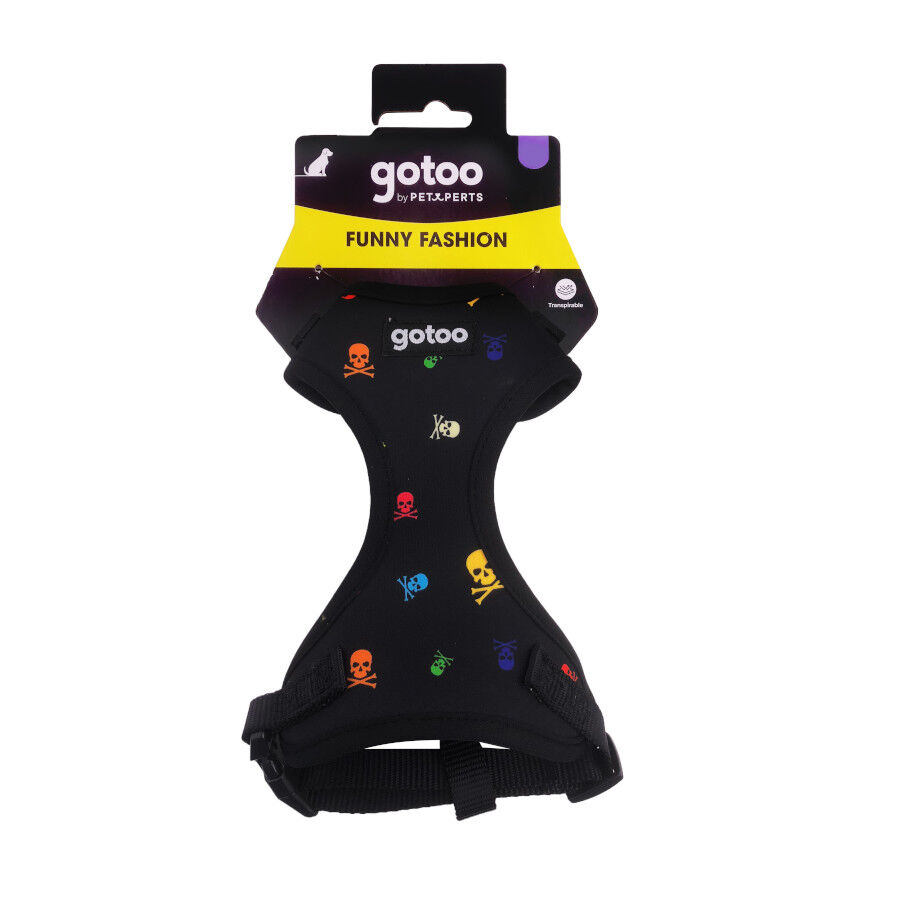 Gotoo Arn&eacute;s ajustable estampado calavera negro para perros, , large indicador imagen numero 5