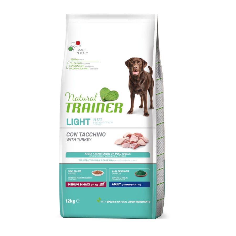 12 kg Natural Trainer Adult Light in Fat Medium&Maxi Pavo pienso para perros, , large Imagen numero 2
