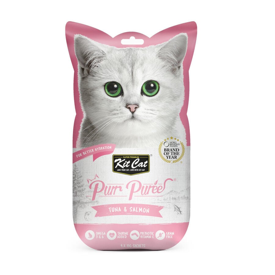 Kit Cat PurPuree At&uacute;n y Salm&oacute;n Snack para gatos