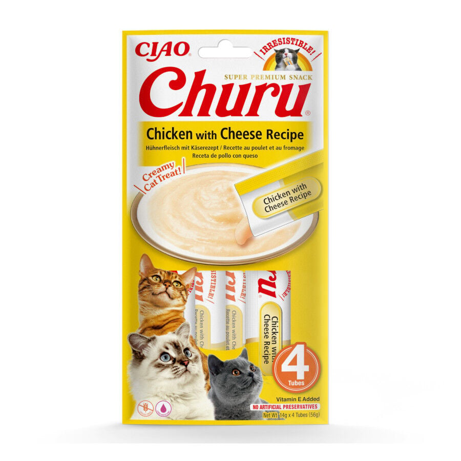 4 sobres x 14 g Churu Snack Cremoso de Pollo y Queso para gatos, , large Imagen numero 1