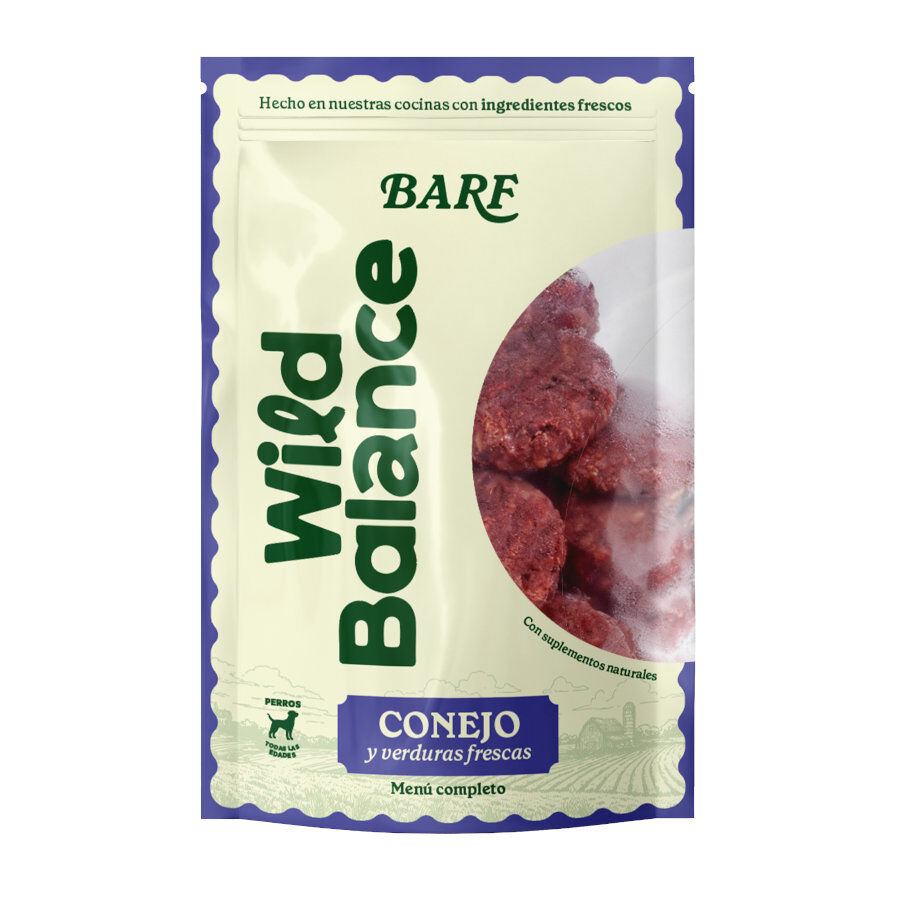 Wild Balance Men&uacute; Barf conejo con verduras comida congelada para perros
