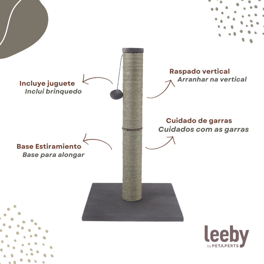 Leeby Gaston rascador de sisal gris con juguete para gatos, , large Imagen numero 3