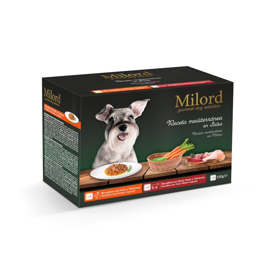 8 tarrinas x 150 g Milord Receta Mediterr&aacute;nea en salsa tarrinas para perros , , large Imagen numero 1