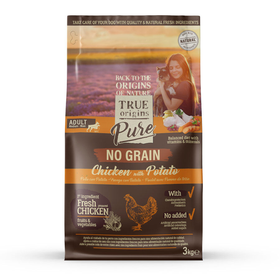 12 kg True Origins Pure Adult Pollo No Grain pienso para perros, , large indicador imagen numero 1