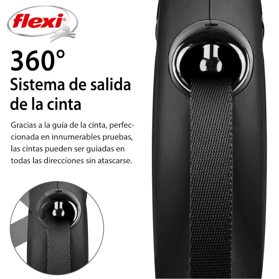 Flexi New Classic Correa Extensible Negra para perros, , large indicador imagen numero 2