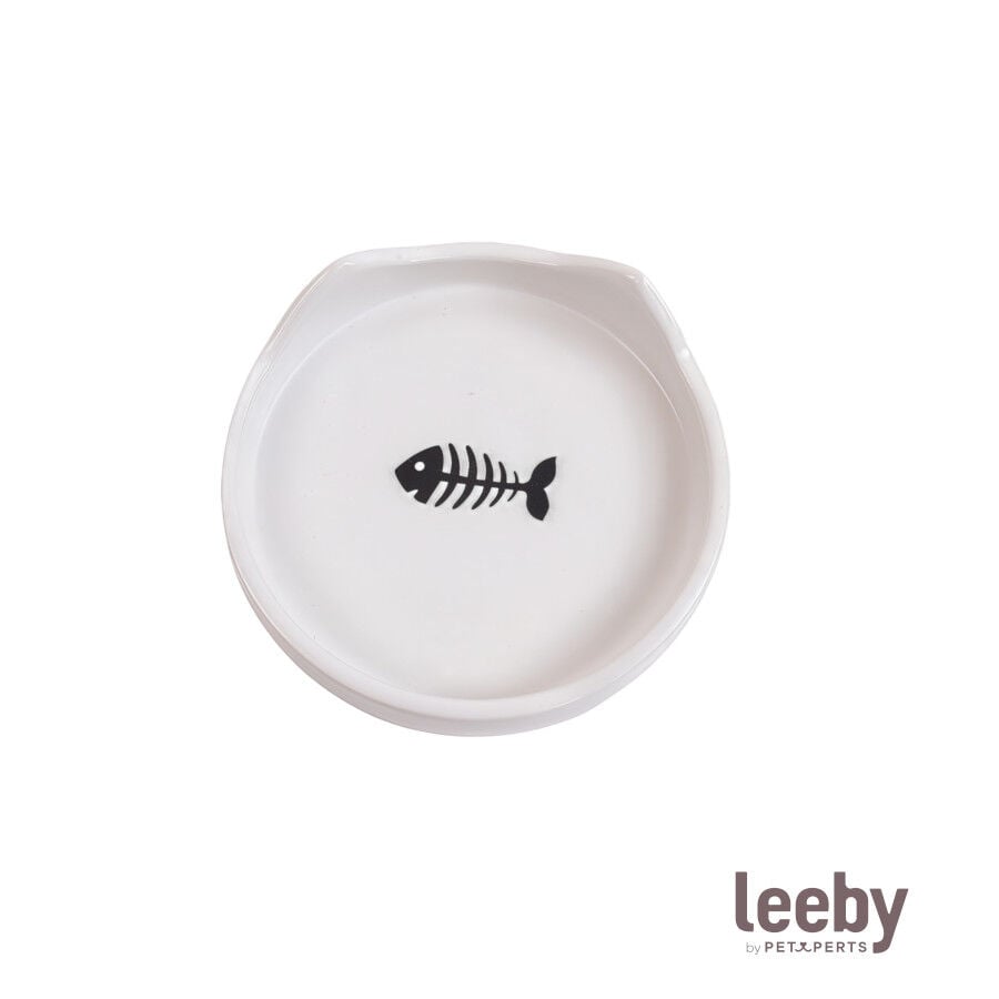 Leeby Comedero de Cer&aacute;mica Blanco con Orejitas para gatos, , large indicador imagen numero 2