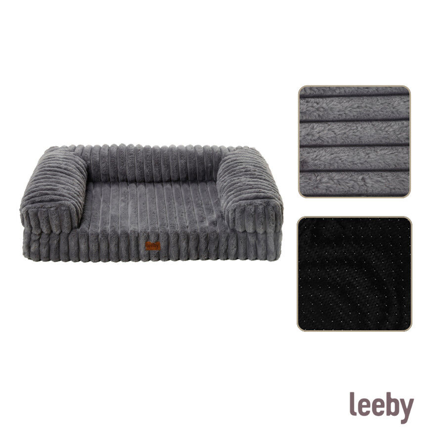 Leeby Sof&aacute; Corduroy Gris para perros, , large indicador imagen numero 6