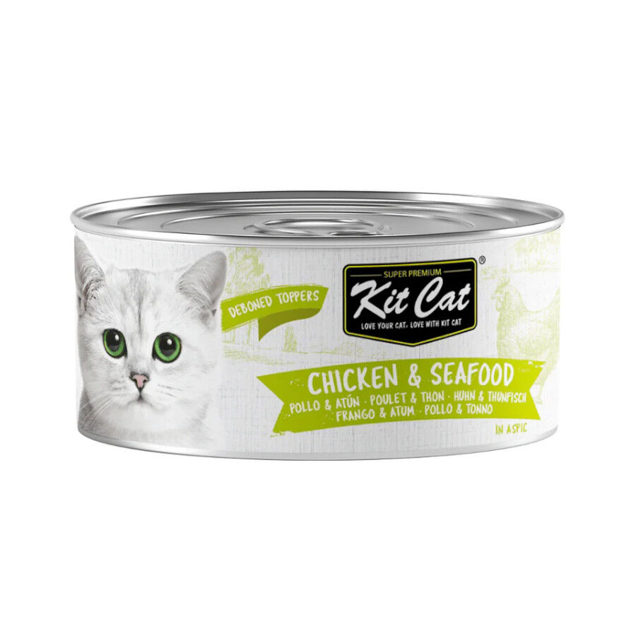 80 g Kit Cat Pollo con At&uacute;n Gelatina Lata para gatos, , large Imagen numero 1