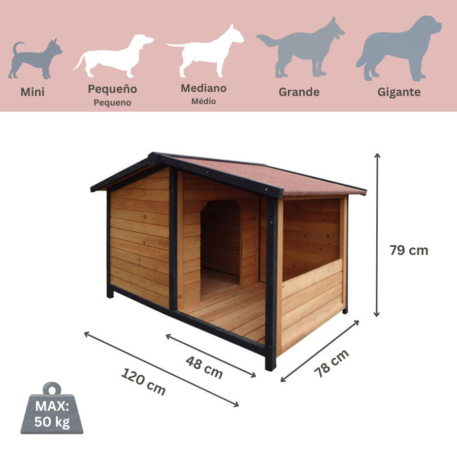 TK-Pet Rocky Caseta de Madera con Patio para perros, , large Imagen numero 3