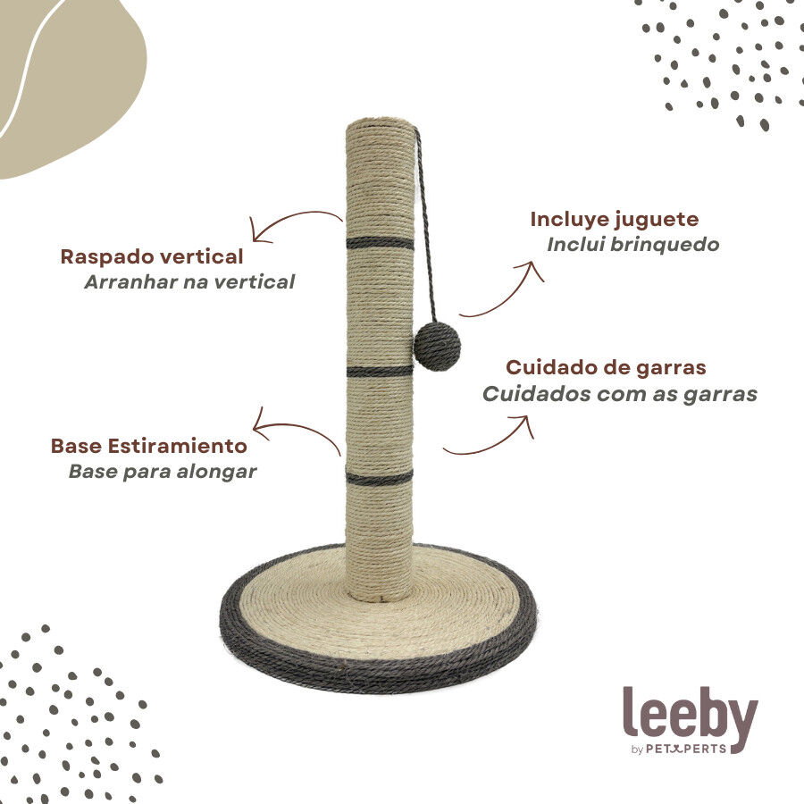 Leeby Isidoro rascador de sisal con juguete gris para gatos, , large indicador imagen numero 3