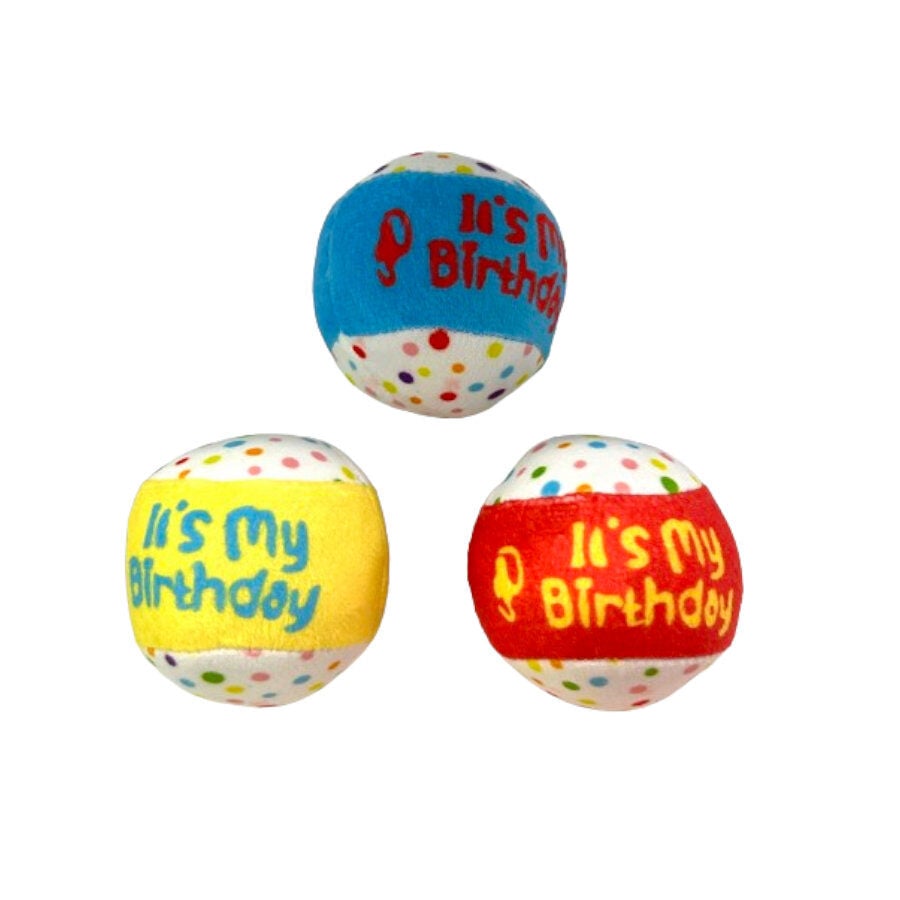 Tootoy! Comfort Happy Birthday Ball Set pelotas de tenis con sonido para perros, , large Imagen numero 1