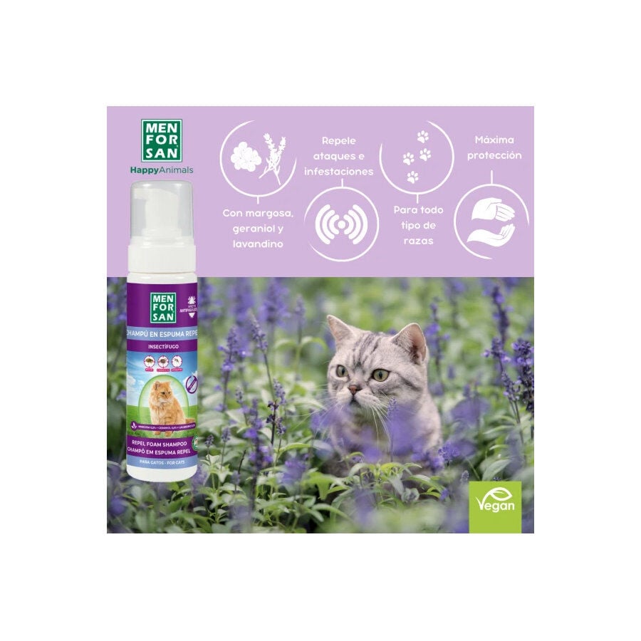 Menforsan Champ&uacute; en espuma anti-insectos para gatos, , large indicador imagen numero 2