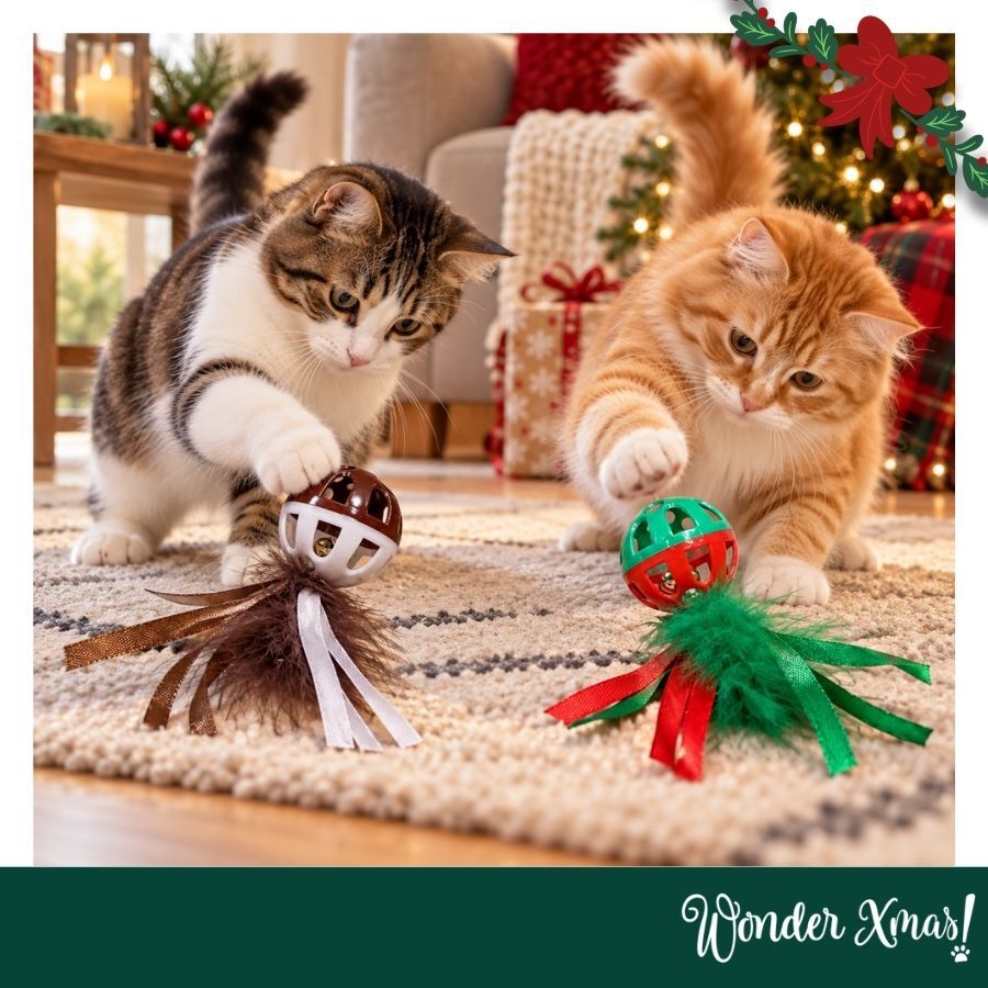 Wonder Christmas Pelota con Plumas y Cascabel Juguete para gatos