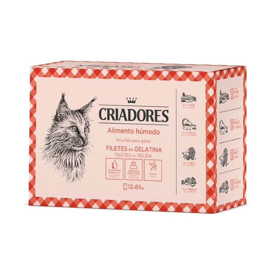 Criadores Carne y Pescado en Gelatina sobre para gatos