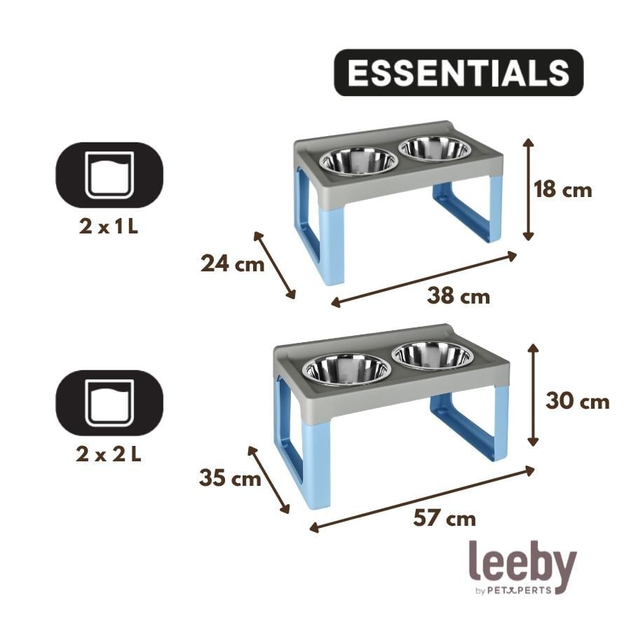 Leeby Comedero Doble de Acero Inoxidable Color Azul para perros, , large Imagen numero 4