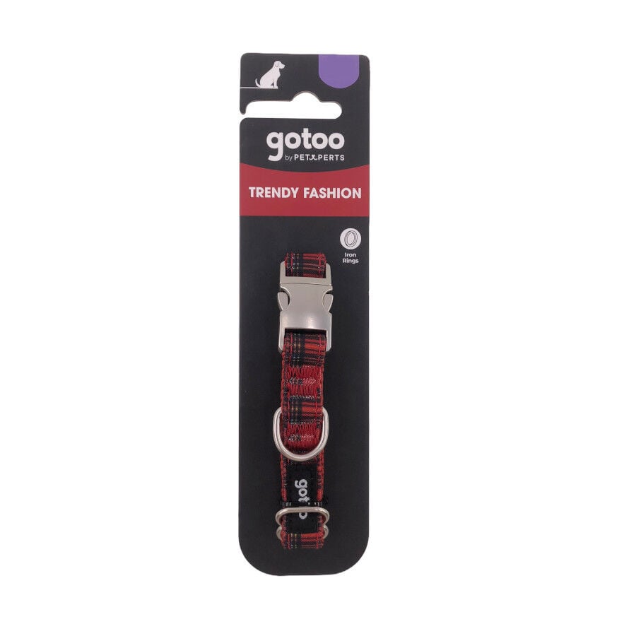 Gotoo Collar estampado tart&aacute;n rojo para perros, , large indicador imagen numero 5