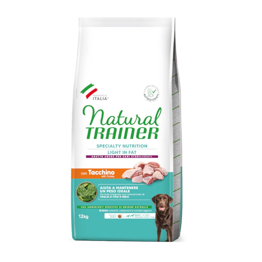 12 kg Natural Trainer Adult Light in Fat Medium&Maxi Pavo pienso para perros, , large indicador imagen numero 1