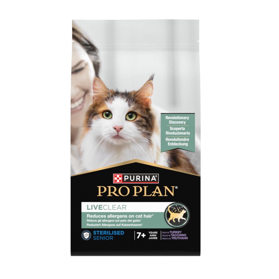 1.4 kg Pro Plan LiveClear Sterilised Pavo pienso para gatos seniors, , large Imagen numero 1
