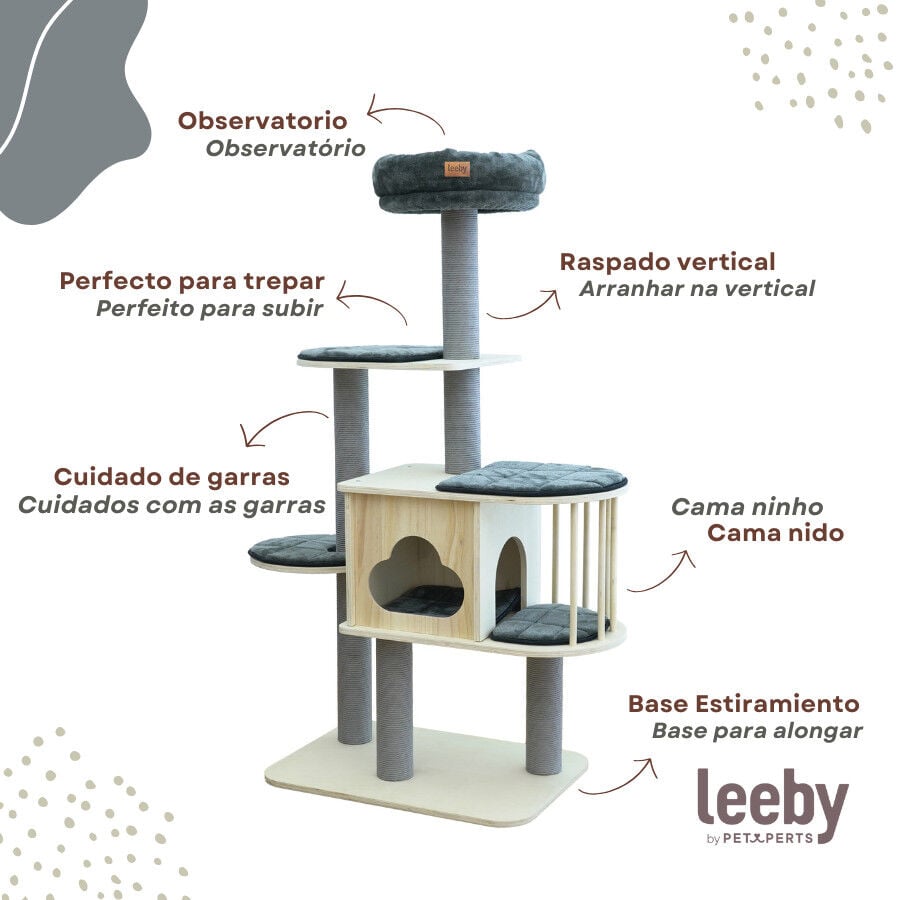 Leeby Cloud Collection torre rascador multiplataforma con cama nido para gatos, , large indicador imagen numero 3