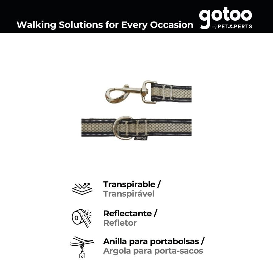 Gotoo Correa reflectante de malla gris para perro, , large indicador imagen numero 4