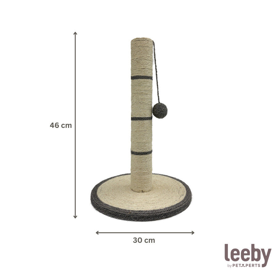 Leeby Isidoro rascador de sisal con juguete gris para gatos, , large Imagen numero 4