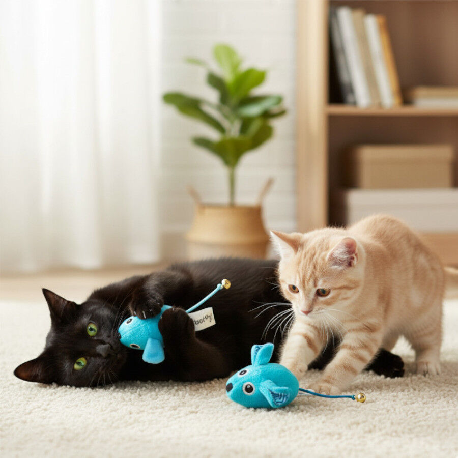 Tootoy! Pack de 2 Ratones con Catnip y Cascabel Azules para gatos, , large Imagen numero 1