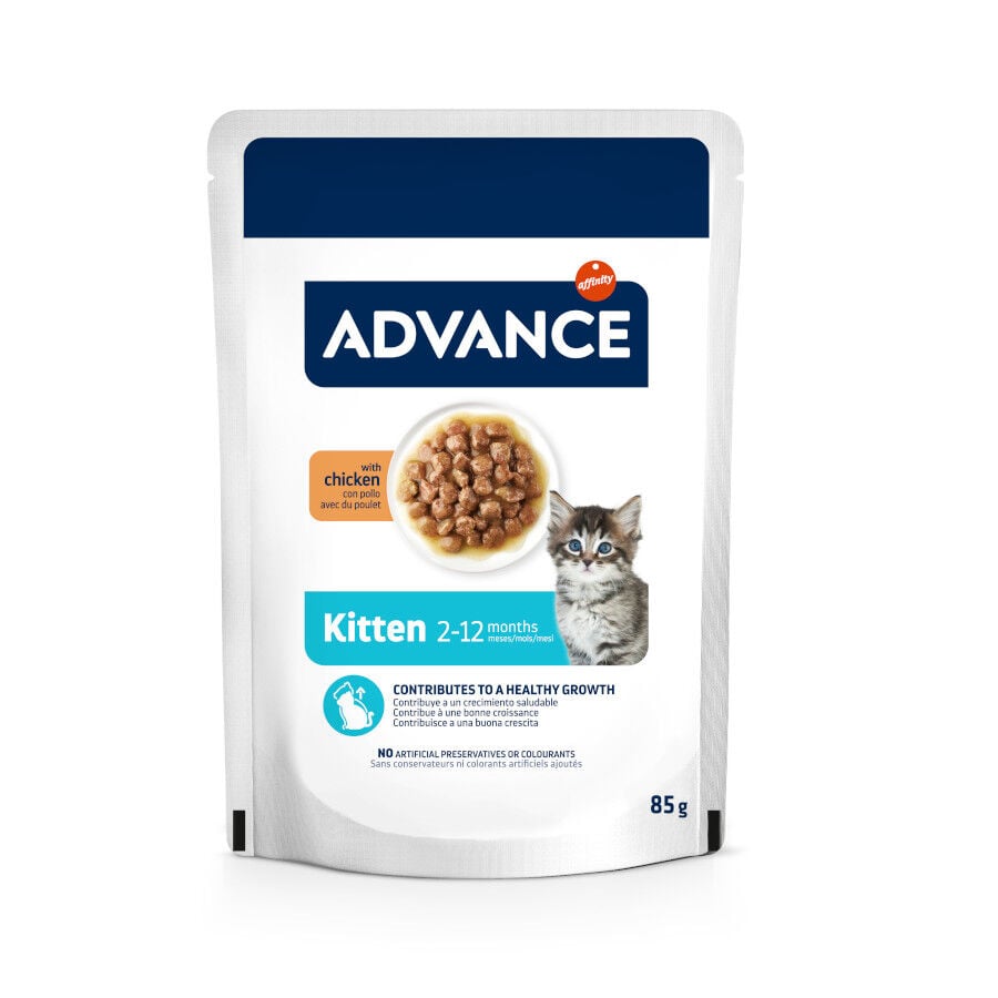 12 sobres x 85 g (9 + 3 &iexcl;gratis!) Advance Kitten Pollo en salsa sobre para gatos&nbsp;, , large Imagen numero 1