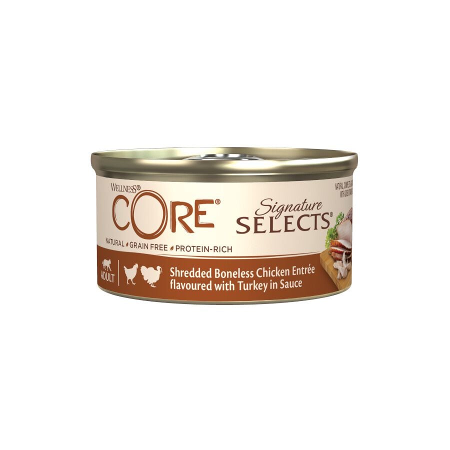 79 g Wellness Core Shredded pollo y pavo lata para gatos, , large Imagen numero 1