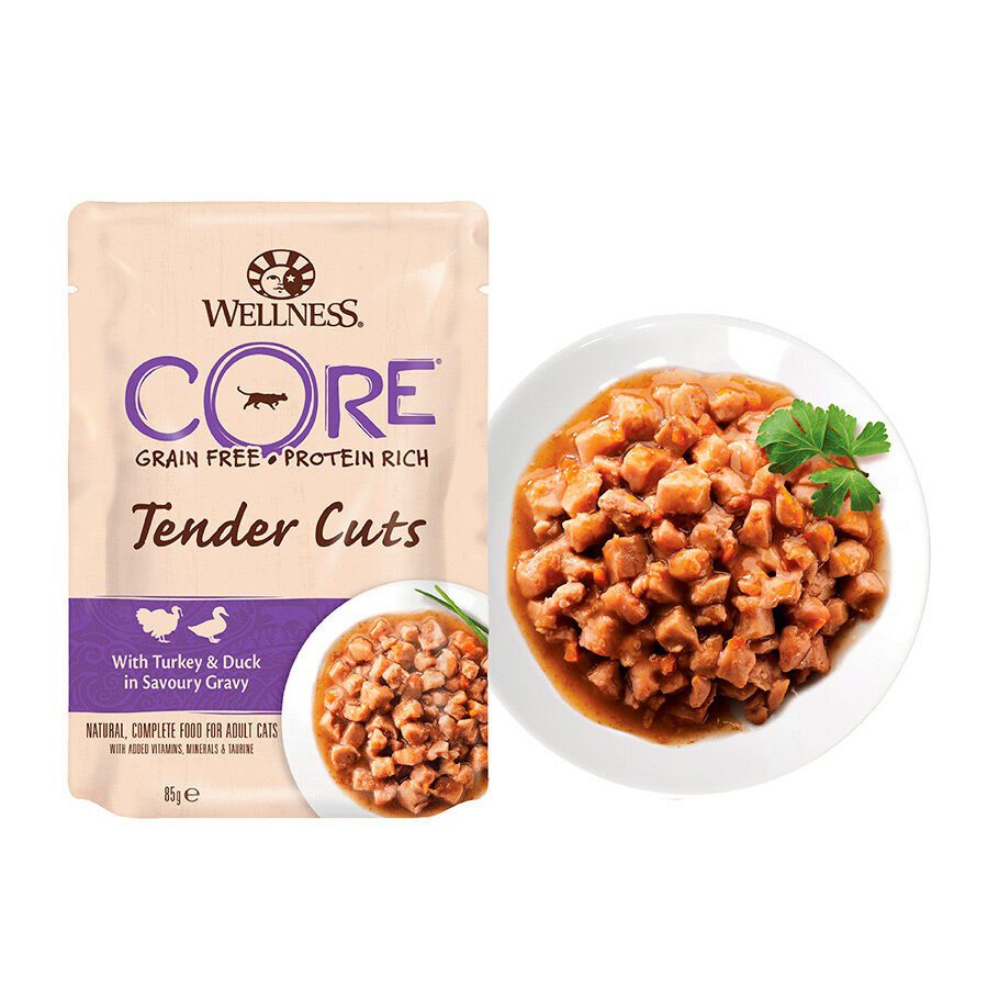85 g Wellness Core Tender Cuts Pollo y Pato sobre en salsa para gatos, , large indicador imagen numero 2