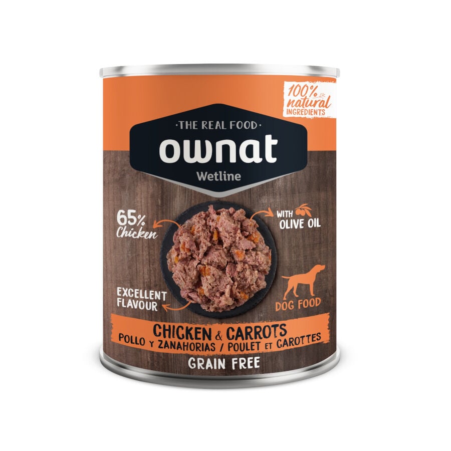 395 g Ownat Wetline Pollo y Zanahorias lata para perros, , large Imagen numero 1