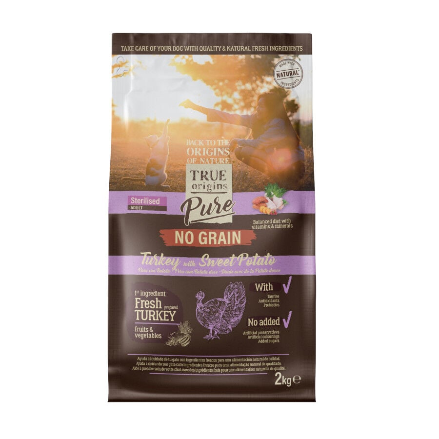 2 kg True Origins Pure Adult Sterilised Grain Free Pavo pienso para gatos, , large indicador imagen numero 1