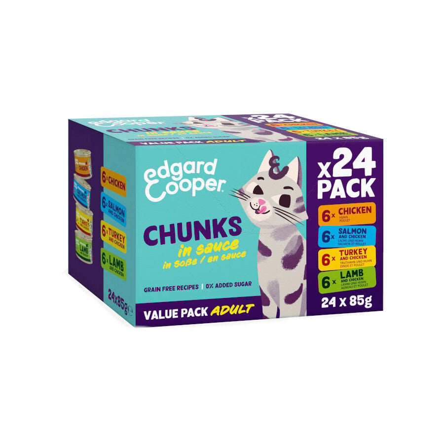 24 latas x 85 g Edgard & Cooper multipack chunks comida para gatos, , large Imagen numero 1