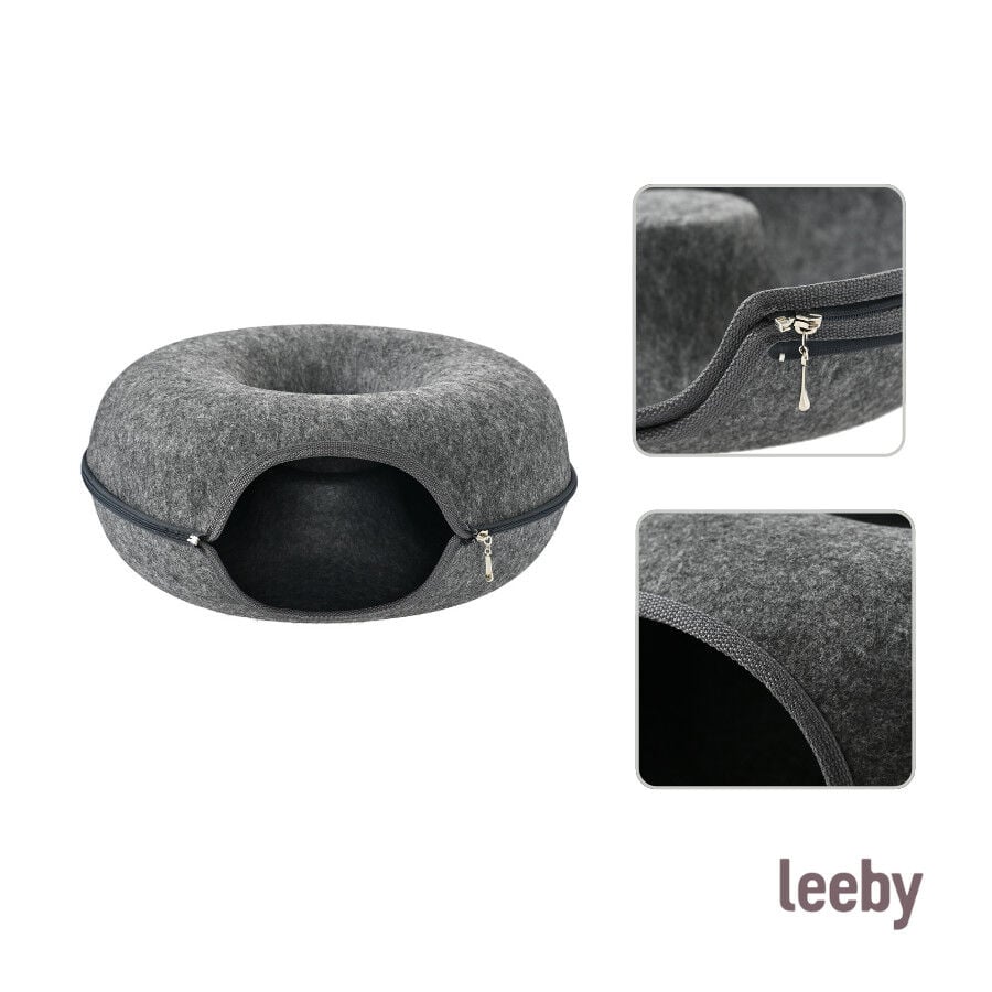 Leeby Cama T&uacute;nel Fieltro Gris para gatos, , large indicador imagen numero 5