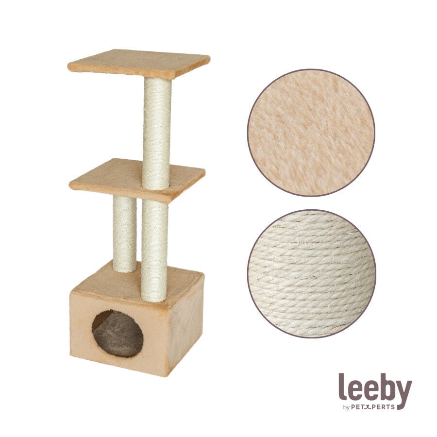 Leeby Colette DoubPost torre rascador con cama nido beige para gatos, , large Imagen numero 5
