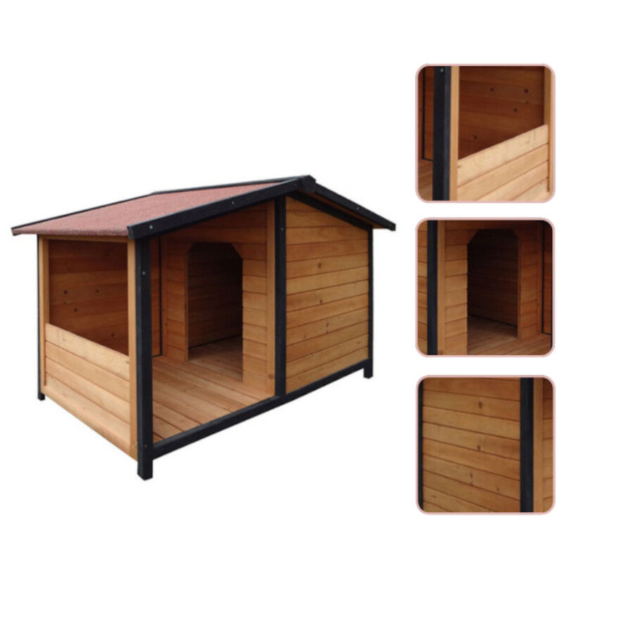 TK-Pet Rocky Caseta de Madera con Patio para perros, , large indicador imagen numero 5
