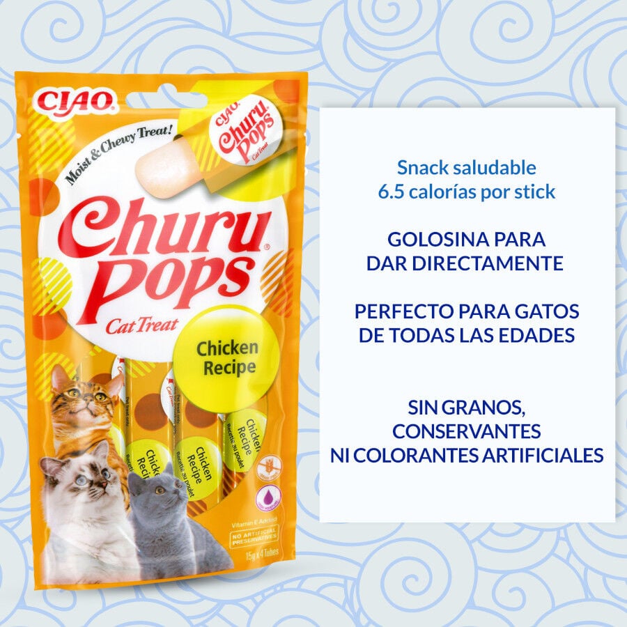 4 sobres x 15 g Churu Palitos Pops de Pollo para gatos, , large indicador imagen numero 4
