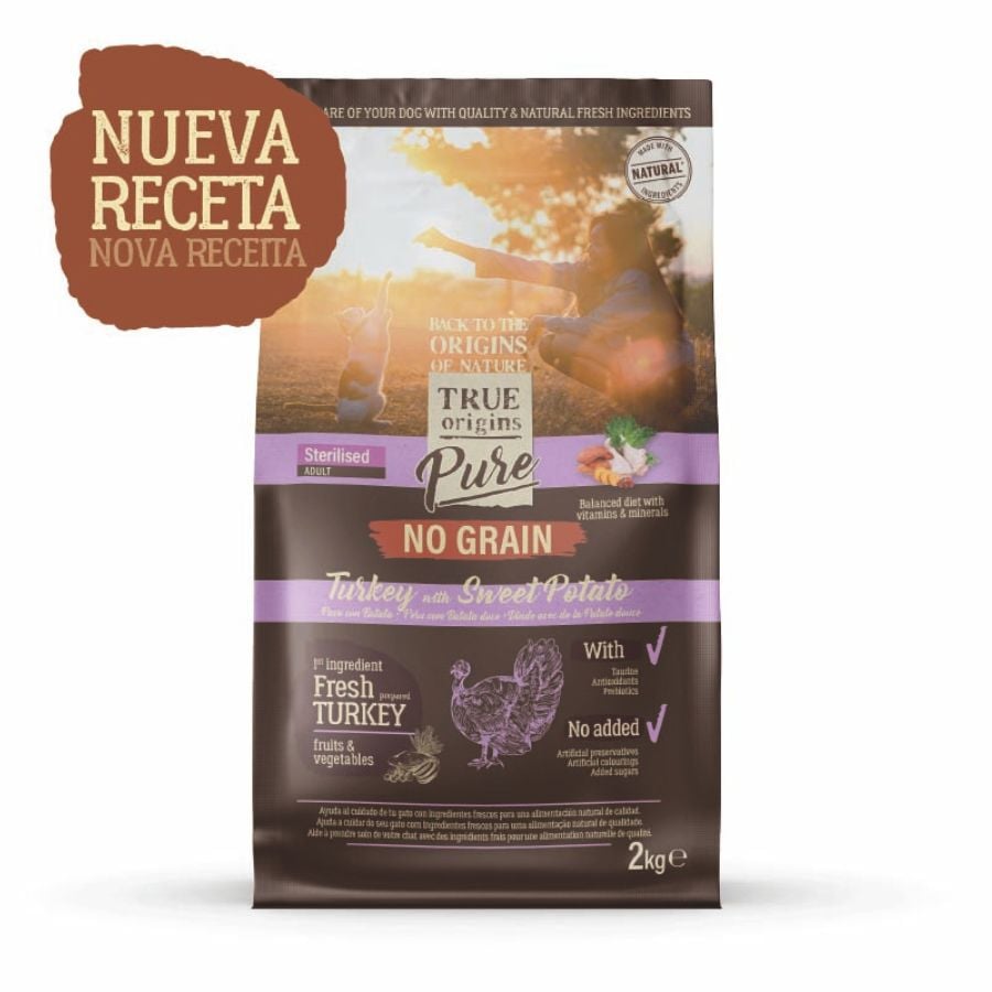 2 kg True Origins Pure Adult Sterilised Grain Free Pavo pienso para gatos, , large indicador imagen numero 2
