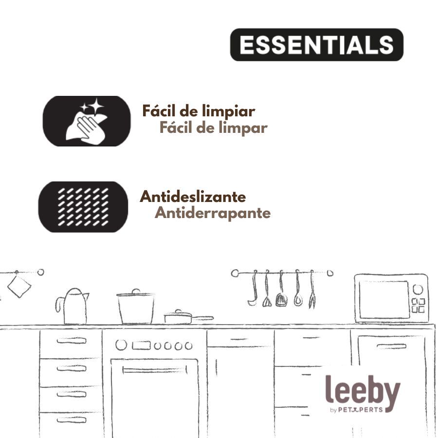 Leeby Comedero Acero Inoxidable Antideslizante Marr&oacute;n para gatos, , large indicador imagen numero 5