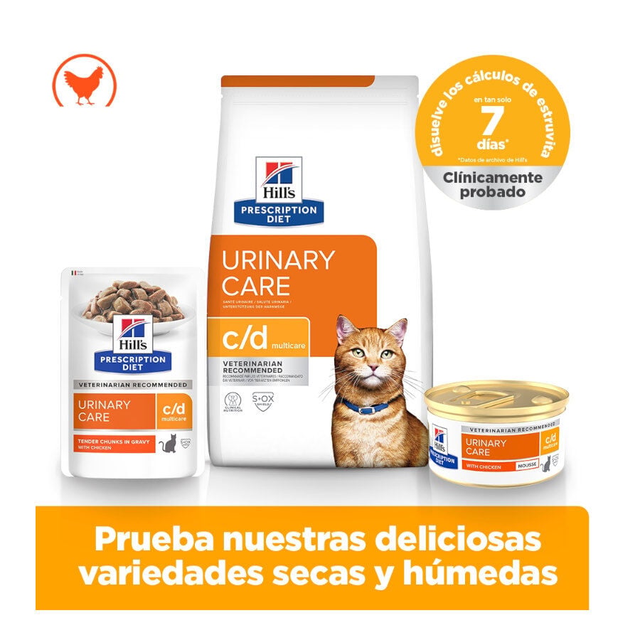 12 sobres x 85 g Hill's Prescription Diet Urinary Care c/d Pollo sobre para gatos, , large Imagen numero 12