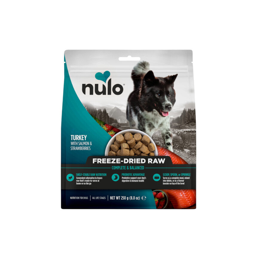 Nulo Toppers Liofilizado Pavo, Salm&oacute;n y Fresas alimento liofilizado para perros