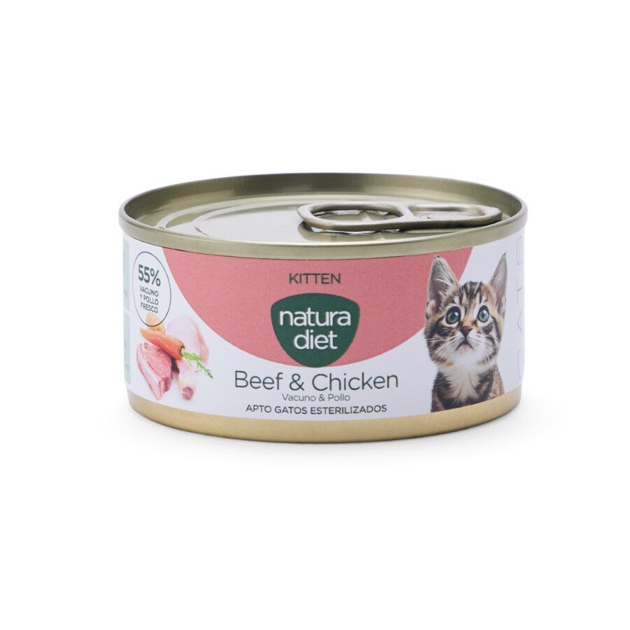 85 g Natura Diet Kitten Vacuno & Pollo lata para gatos, , large Imagen numero 1