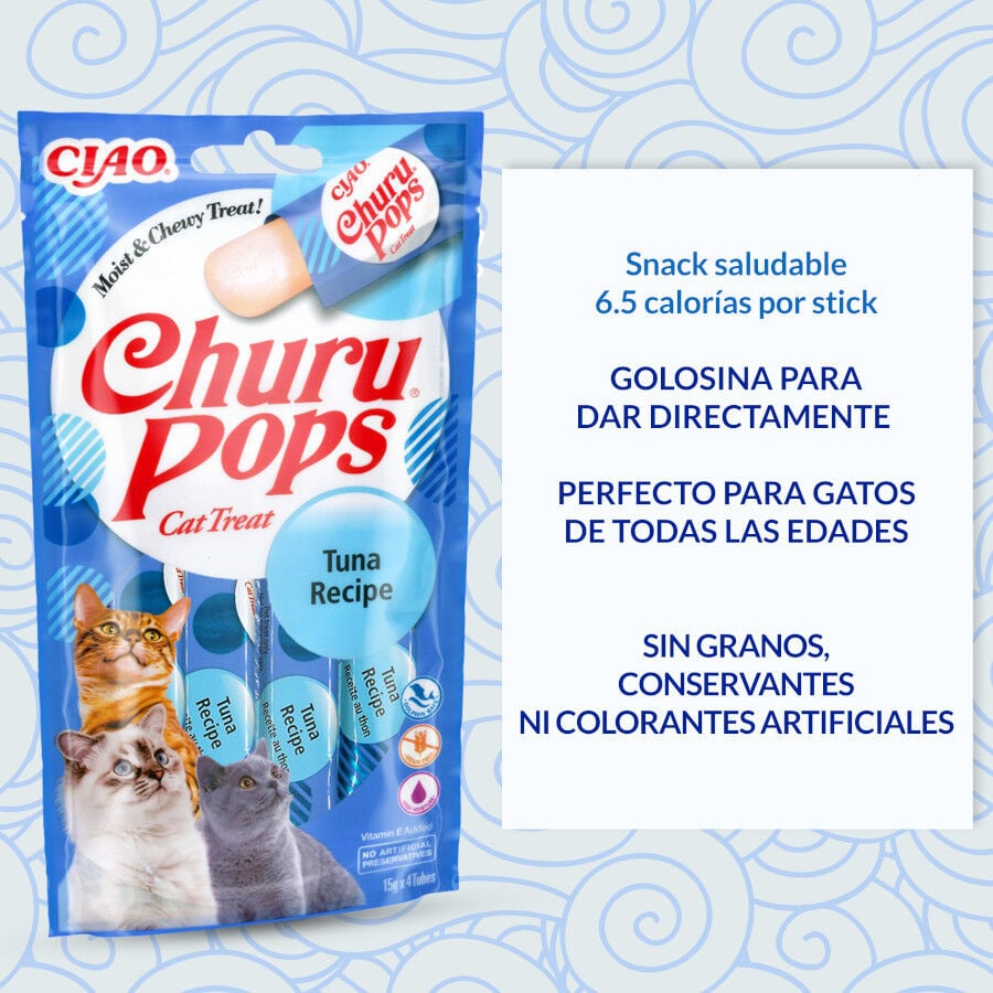 4 sobres x 15 g Churu Palitos Pops Receta de At&uacute;n para gatos, , large indicador imagen numero 4