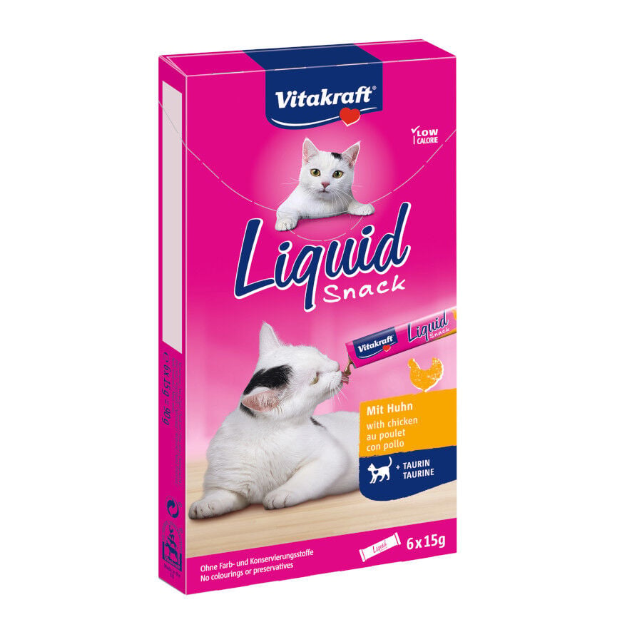6 sobres x 15 g Vitakraft Liquid Snack Pollo y Taurina para gatos, , large Imagen numero 1