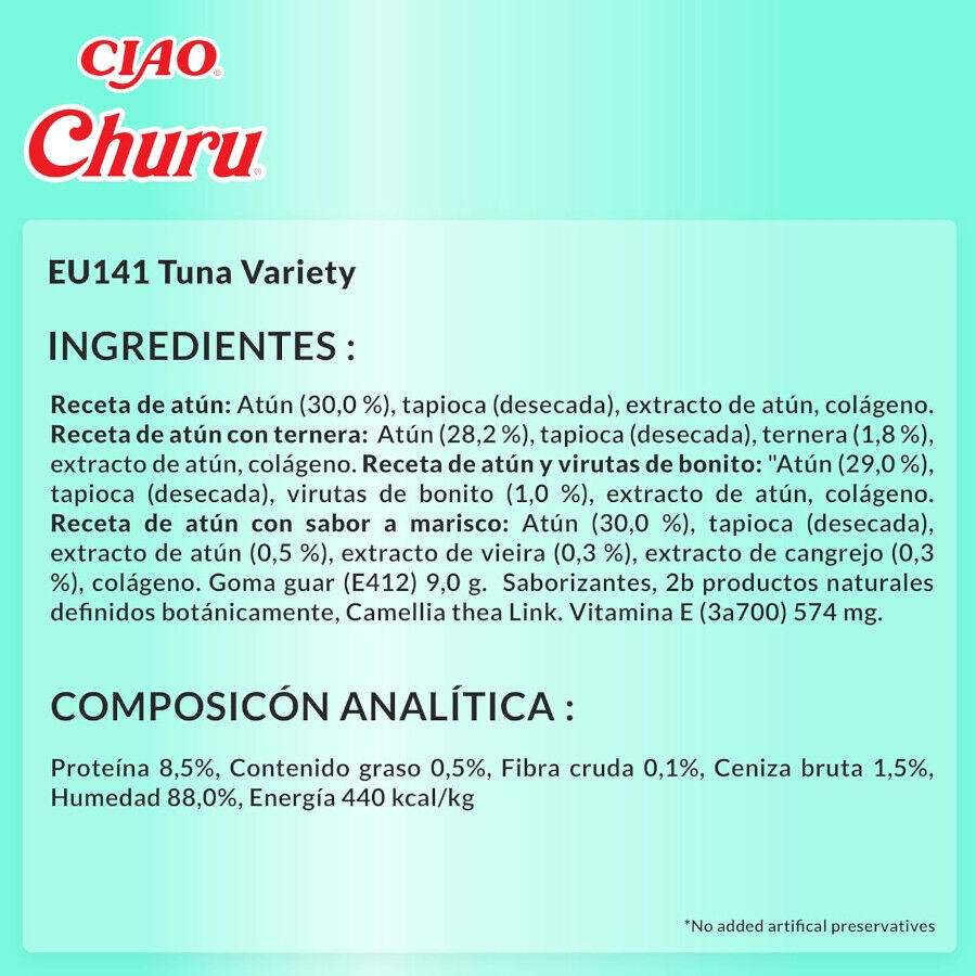 40 sobres x 14 g Churu Variedades de At&uacute;n Snack L&iacute;quido para gatos, , large indicador imagen numero 6
