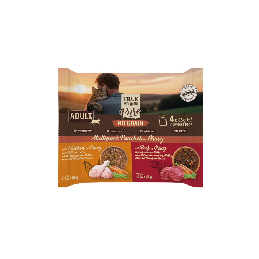 4 sobres x 85 g True Origins Pure Carne en Salsa Sobres para gatos - Multipack, , large indicador imagen numero 1