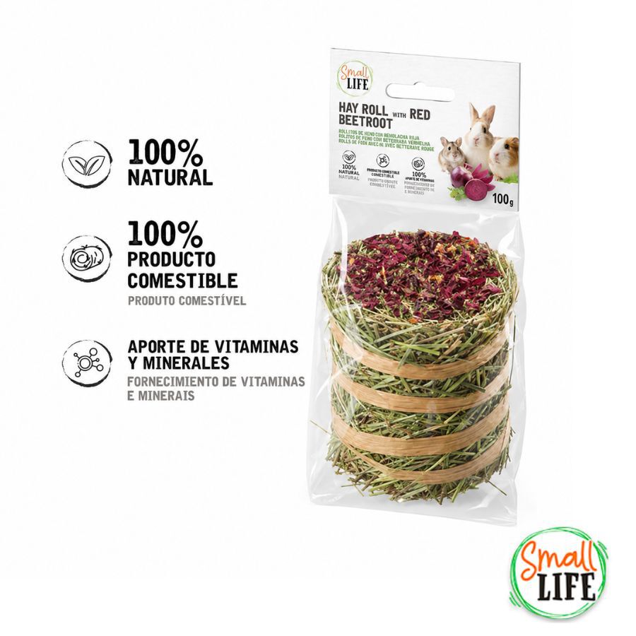 100 g Small Life Rollo de Heno con Remolacha Roja Snack para roedores y conejos, , large indicador imagen numero 2