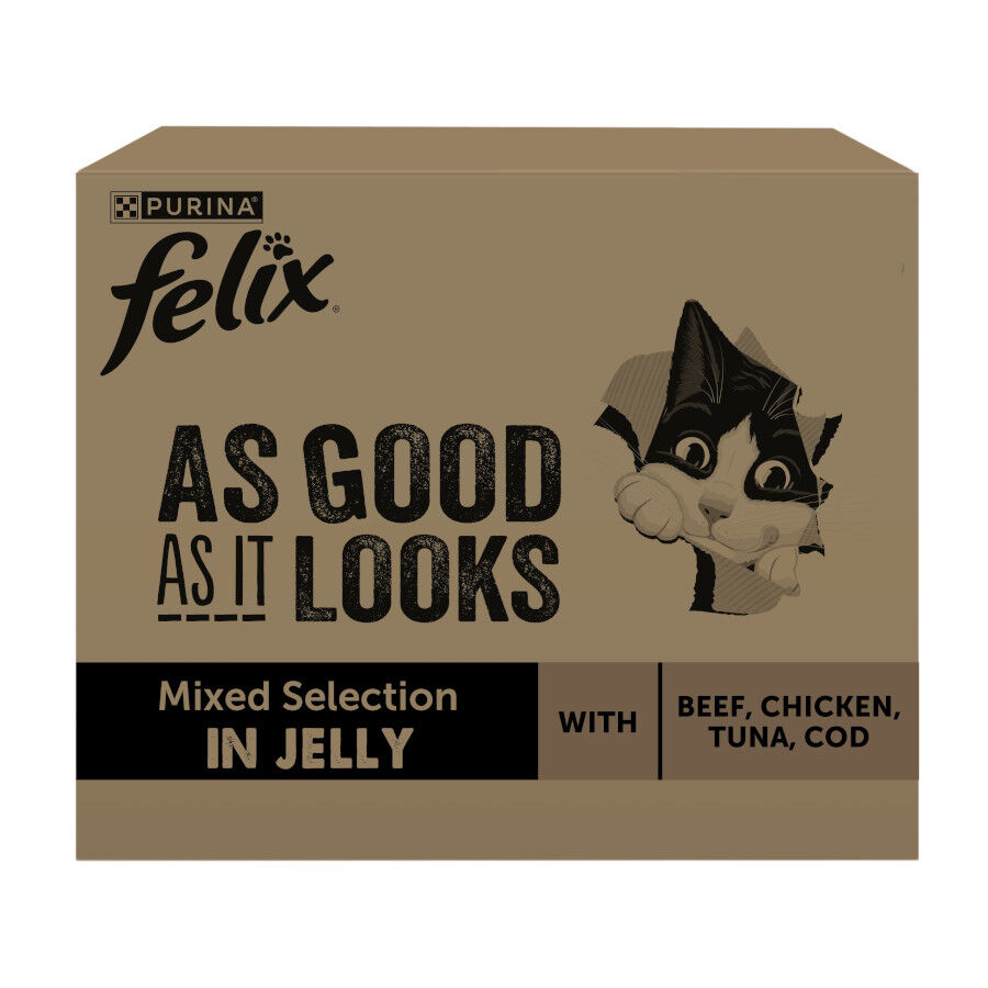 120 sobres x 85 g Felix Fantastic Mix Carne Gelatina sobre para gatos, , large Imagen numero 1