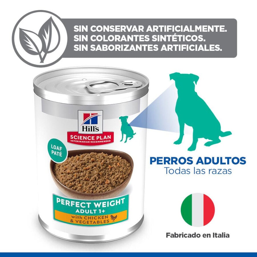 363 g Hill's Adult Perfect Weight Pollo y Vegetales lata para perros, , large Imagen numero 4