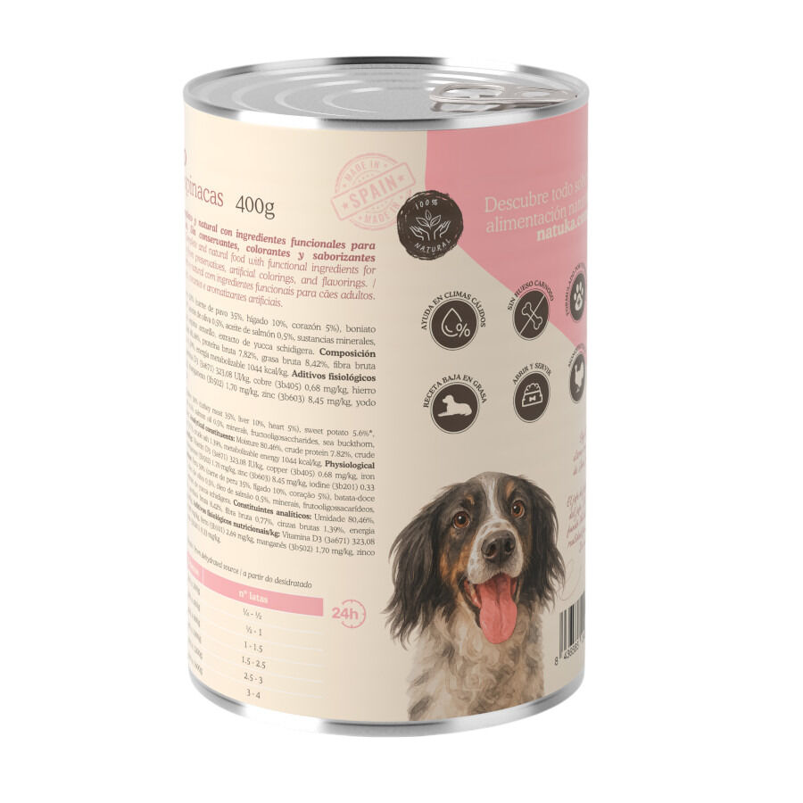 Natuka Comida H&uacute;meda Lata Pavo y Espinacas para perros, , large indicador imagen numero 2